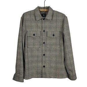 H&M Men's Size Small Black and Tan Checkered Shirt Jacket